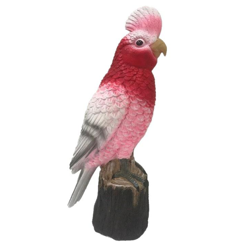 Pink & Grey Galah Standing on Stump Statue Statue  