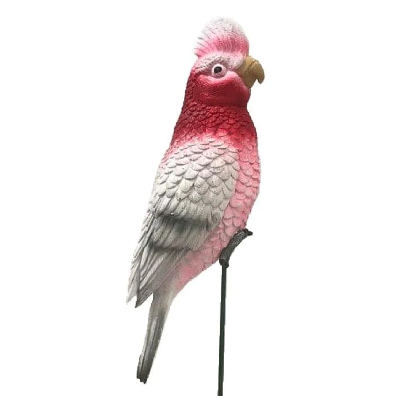 Pink & Grey Galah on Stick Statue Statue  