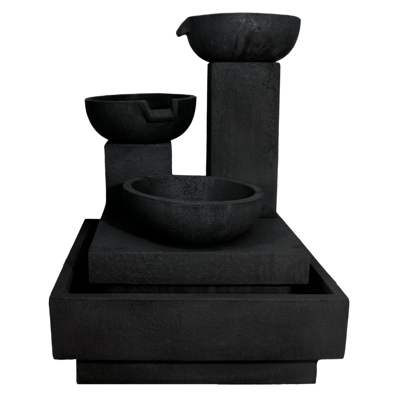 Trio Cascading Fountain Water Feature Charcoal 