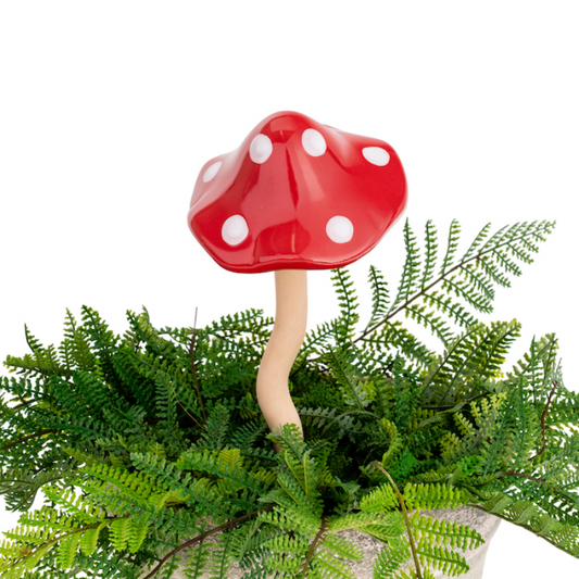 Red Ceramic Mushroom Statue  
