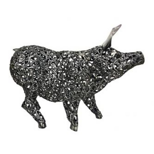 High Gloss Steel Pig Statue Statue  