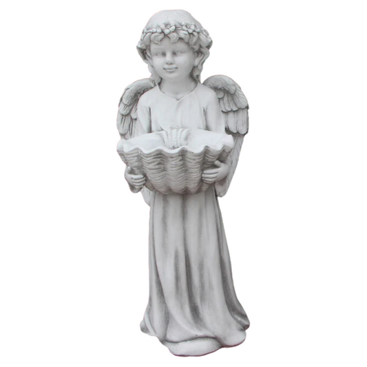 Angel Statue with Birdfeeder Shell Statue  