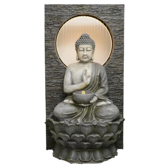Zen Buddha Water Feature with Rain Effect