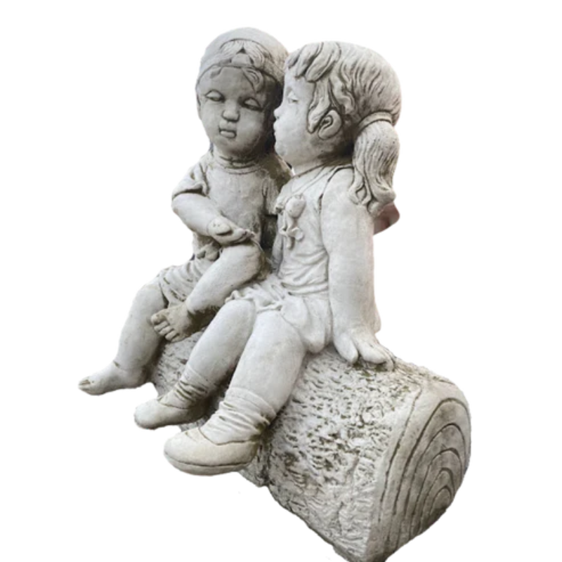 Boy & Girl On Log Statue  