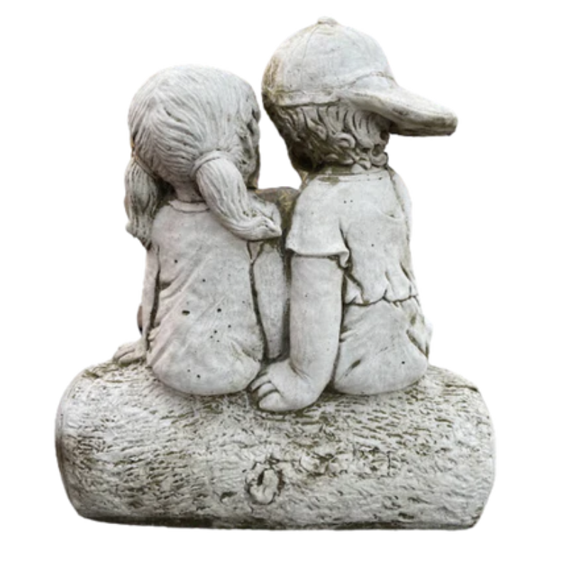 Boy & Girl On Log Statue  