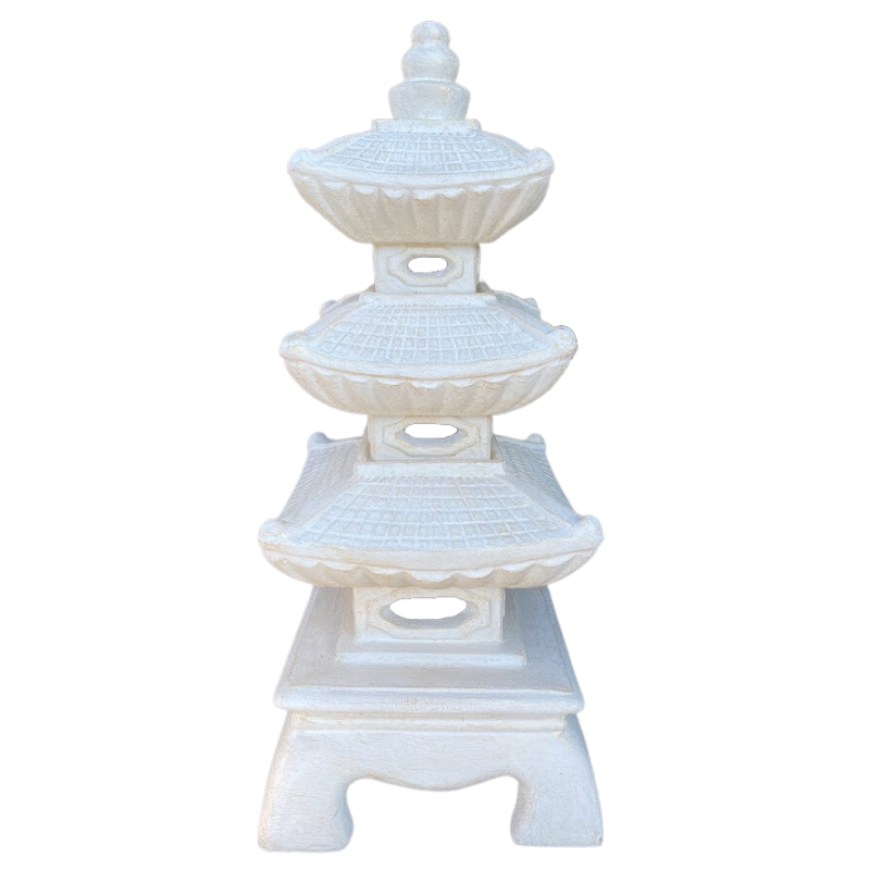 4 Tier Pagoda Lantern Statue White Gold 