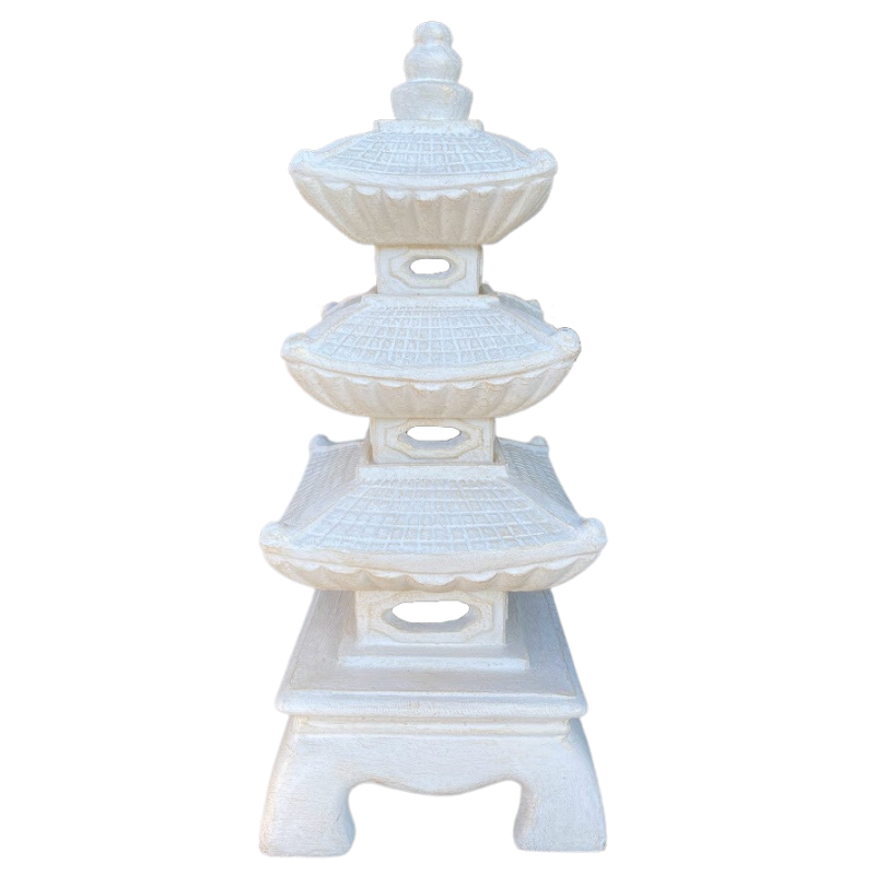 4 Tier Pagoda Lantern Statue Sanngar Budaya White Gold 