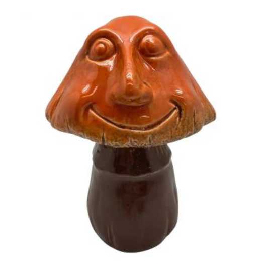 Orange Mushroom Face Statue Statue  