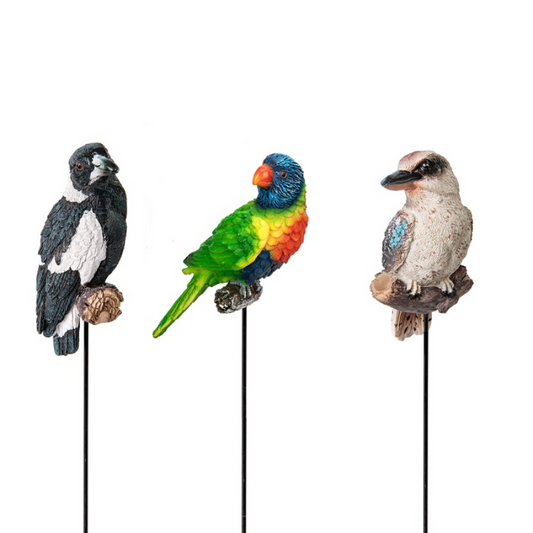 Aussie Birds on stick Statue  
