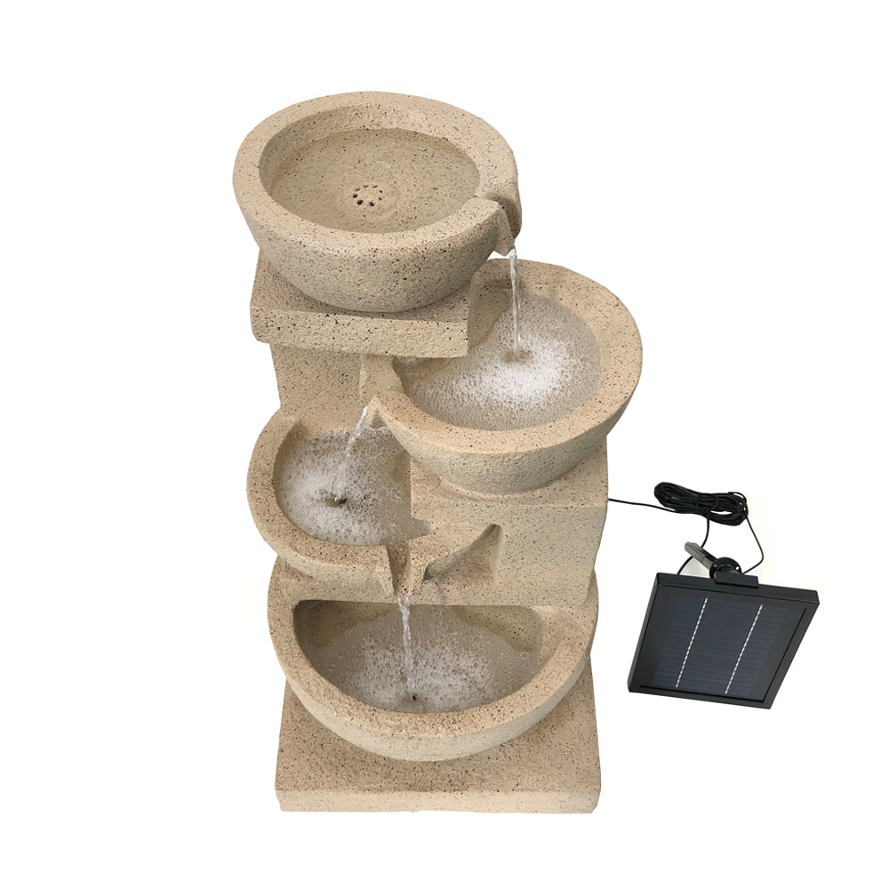 4 Tier Cascading Bowls Solar Fountain Water Feature  