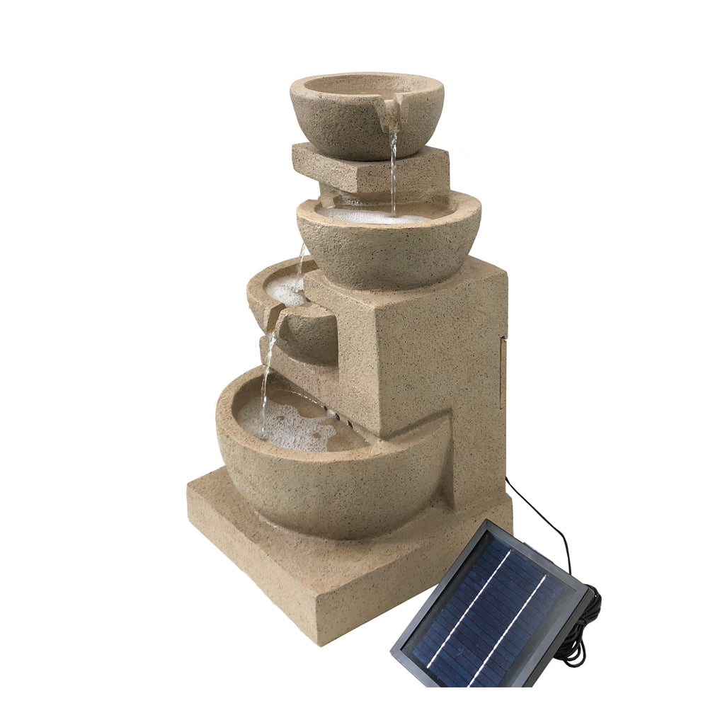 4 Tier Cascading Bowls Solar Fountain Water Feature  