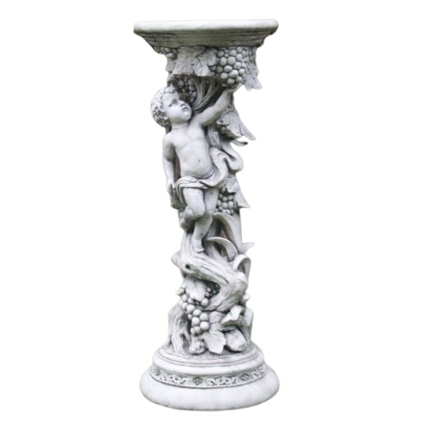 Tall Single Cherub Pedestal Bird Bath  