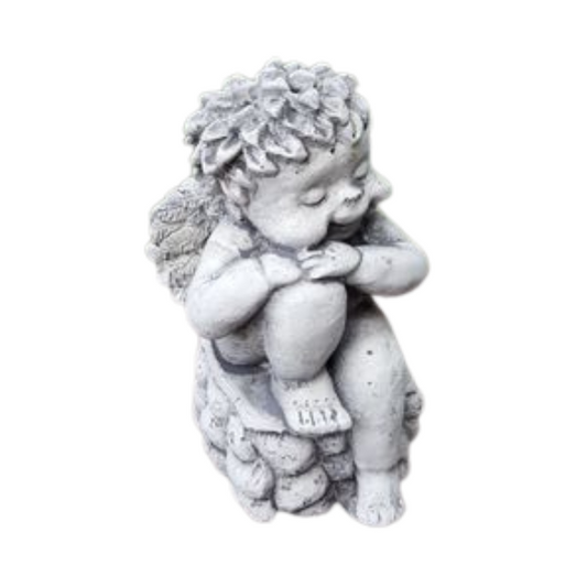 Tiny Sitting Cherub Statue Statue  