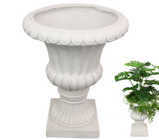 Traditional-Styled White Garden Urn Urn and Pedestal
