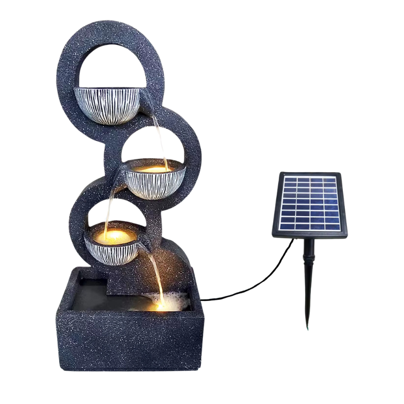 Triple Cascade Solar Fountain Water Feature  