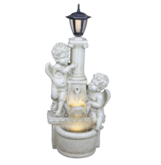 Twin Angels Fountain With Led Light Statue