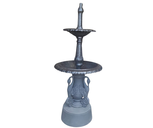 Two Tier Heron Fountain Water Feature No Pump Black