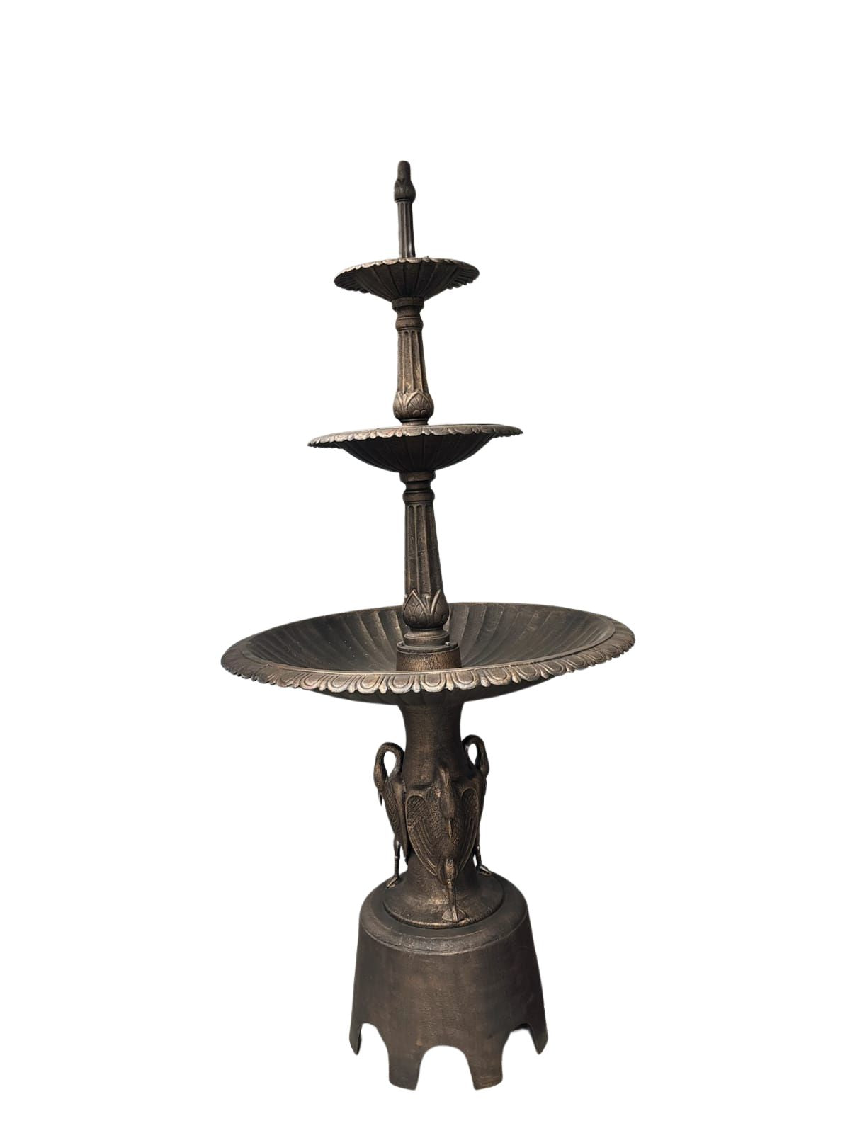 Three Tier Heron Fountain Water Feature No Pump Black Gold