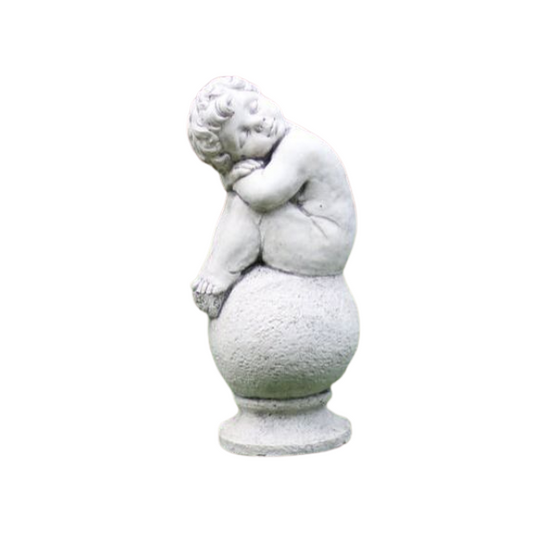 Small Boy Sitting on Ball Statue  