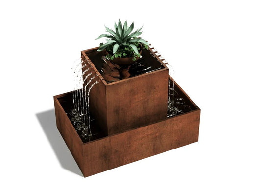 Contempo Square Fountain- New Product 2026 Water Feature Rust