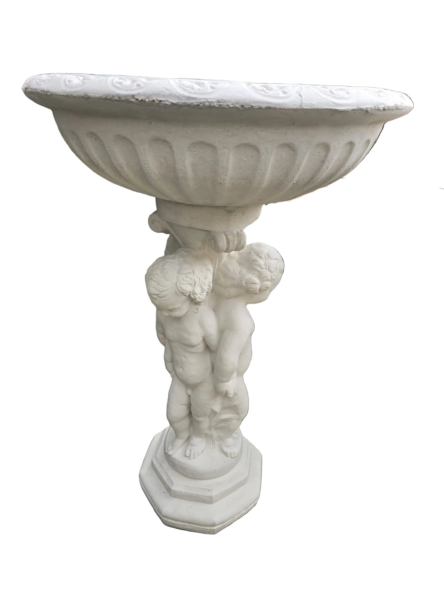 Large 3 Cherub Birdbath Bird Bath White