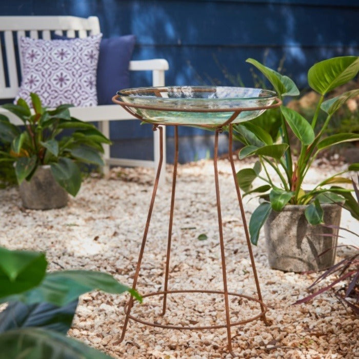 Glass Rust Bird Bath Bird Bath