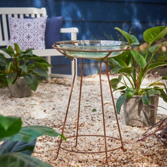 Glass Rust Bird Bath Bird Bath