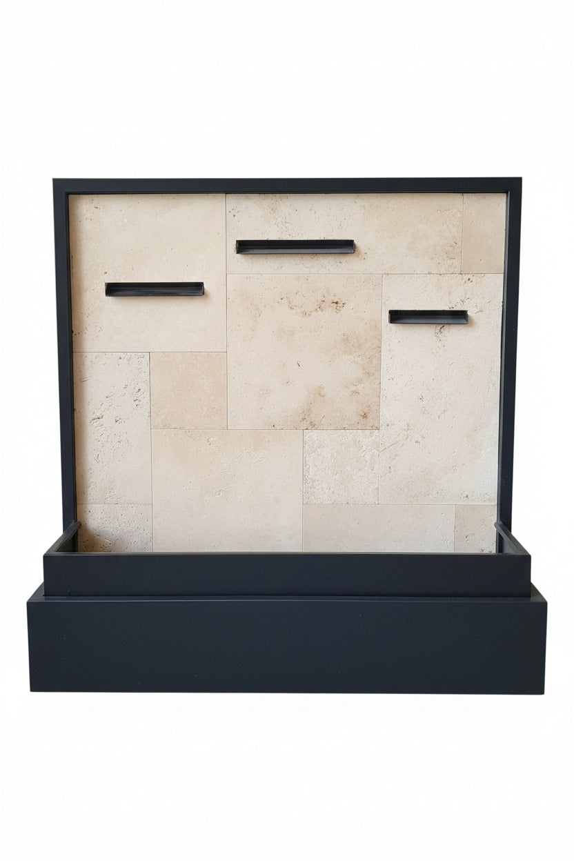 Narayan Wall Water Feature Water Feature W1200mm x H1220mm x D450mm Travertine French Patterned Tile