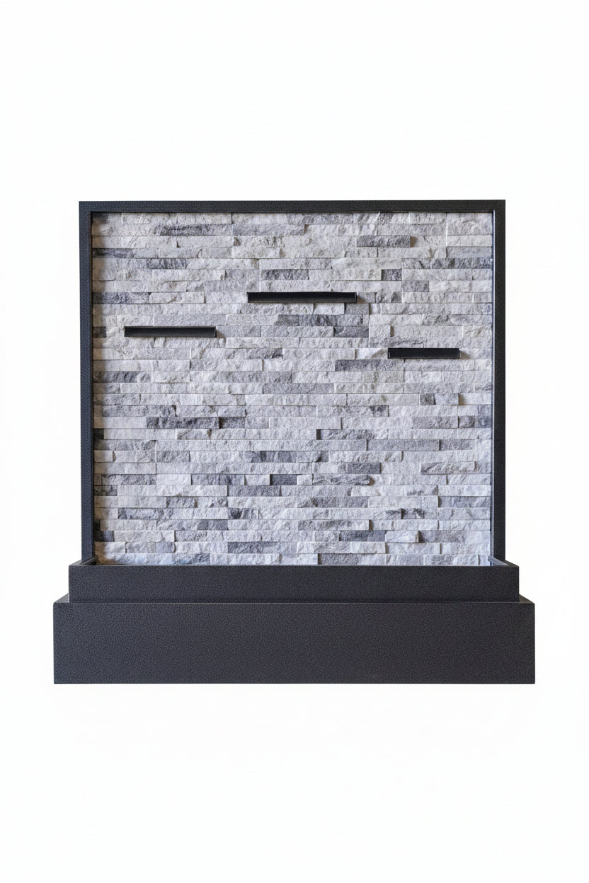Narayan Wall Water Feature Water Feature W1200mm x H1220mm x D450mm Silver Ice