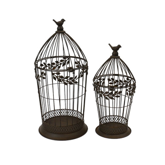 Set Of 2 Bird Cage Plant Holder Decor  