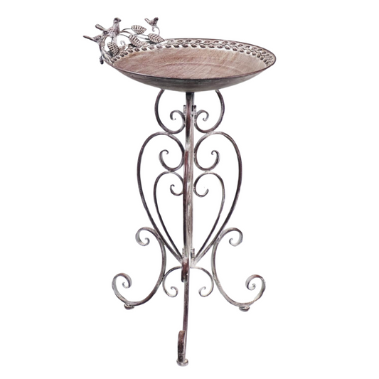 Bird Bath with Birds and Leaves Bird Bath