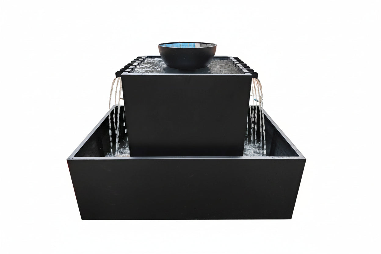 Contempo Square Fountain- New Product 2026 Water Feature Black-powder coating