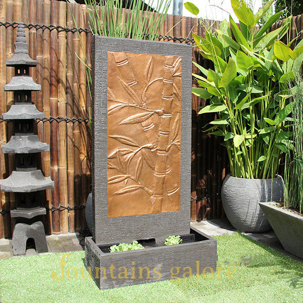 Bamboo Copper Wall Fountain Water Feature  