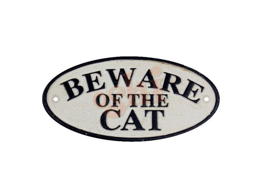 Beware Of The Cat Sign Décor  