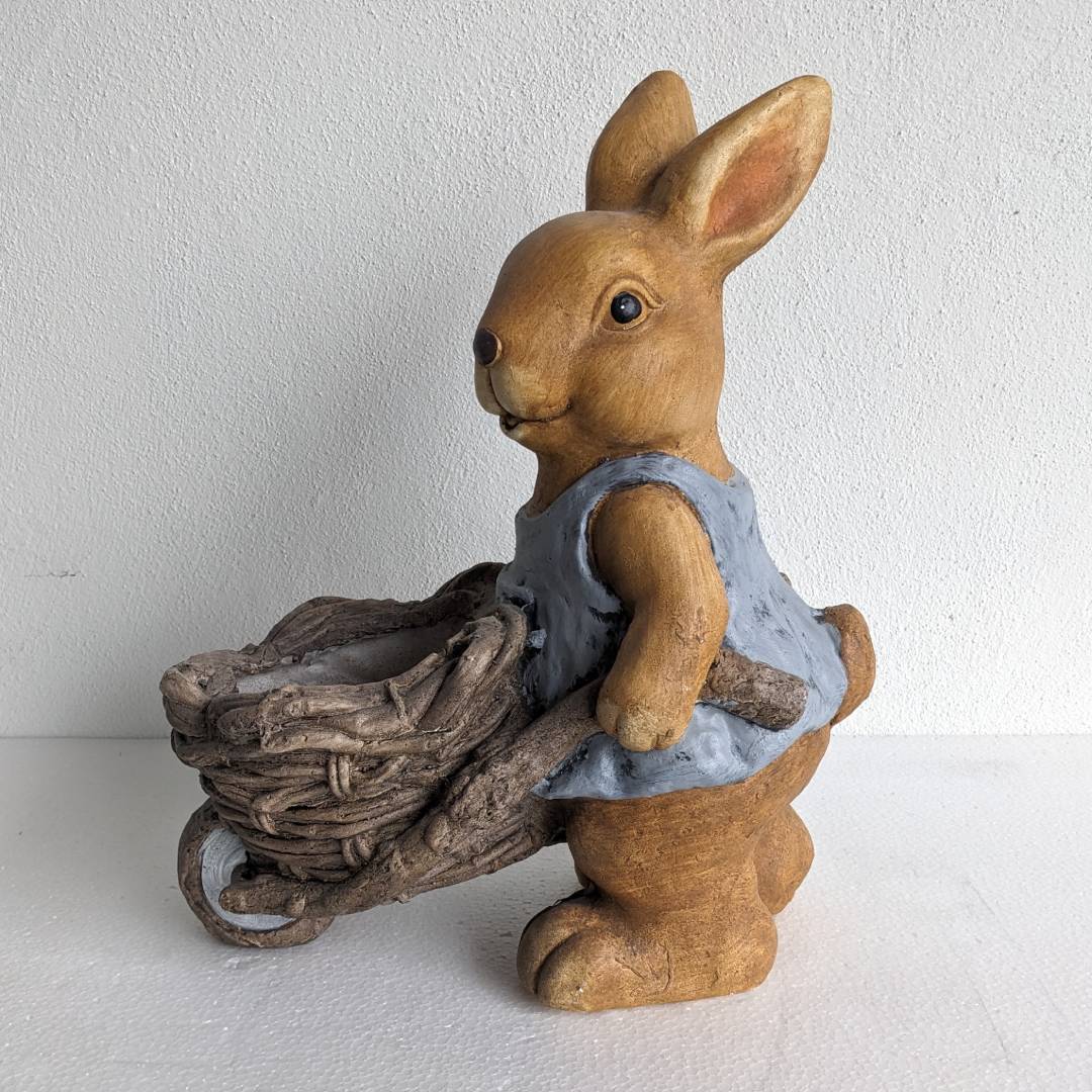 40cm Bunny Wheelbarrow Planter Pots & Planters