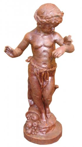 Cast Iron Cherub with Butterfly Statue   