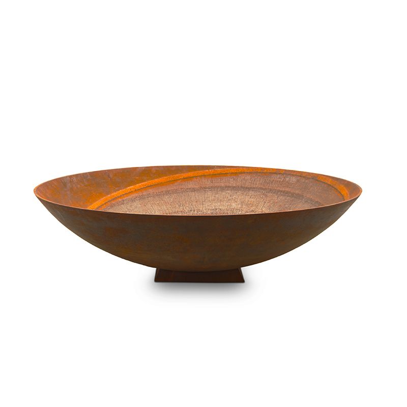 150cm X-Large Firepit Bowl on Trivet Base, 10mm thick cast iron, 41cm height, ideal for use as a planter or firepit with a rust color.