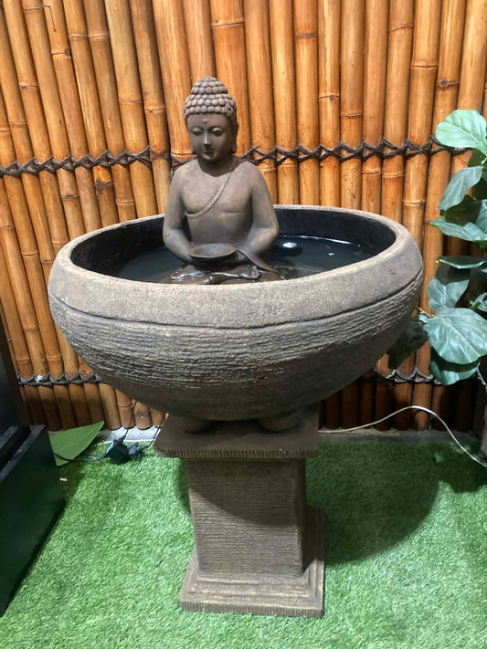 Buddha Bowl with Stand Water Feature Buddha Bowl with Stand on Balls Rust