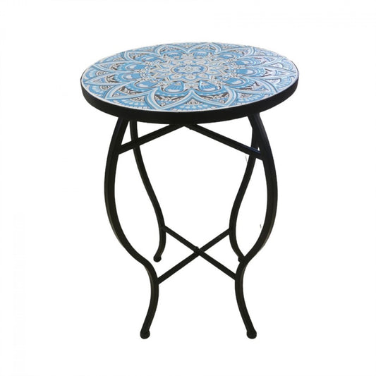 Blue-Mosaic Flower Pot Stand Outdoor Tables  