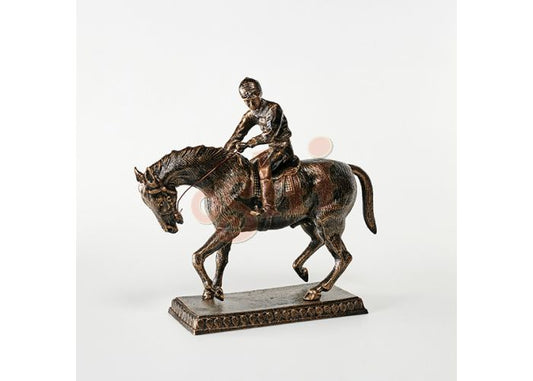 Jockey on Horse Statue Medium (H41 X W45 x D15cm) 
