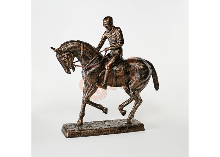 Jockey on Horse Statue Large (H62 X W58 x D20cm) 