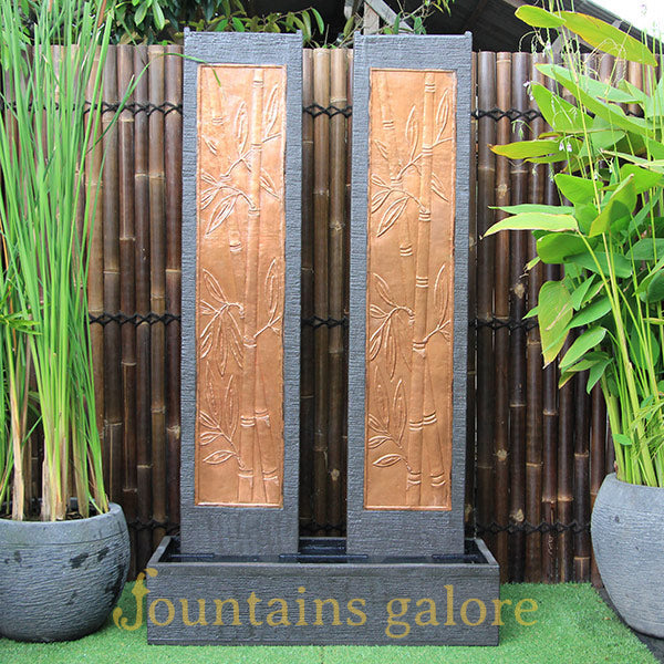 Twin Tower Bamboo Wall Fountain Water Feature  