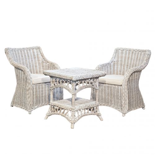 Roma 3 PCE Set Natural Aged Wicker Kubu   