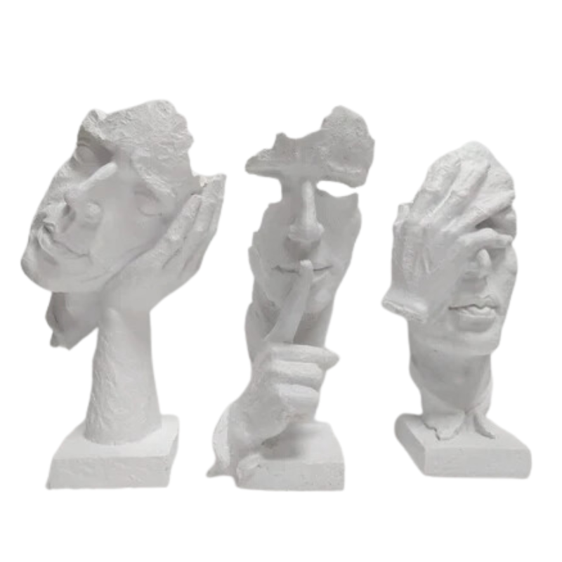 Wise Set White Statue  