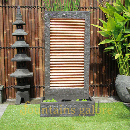 Zig Zag Copper Wall Fountain Water Feature Standard Grey