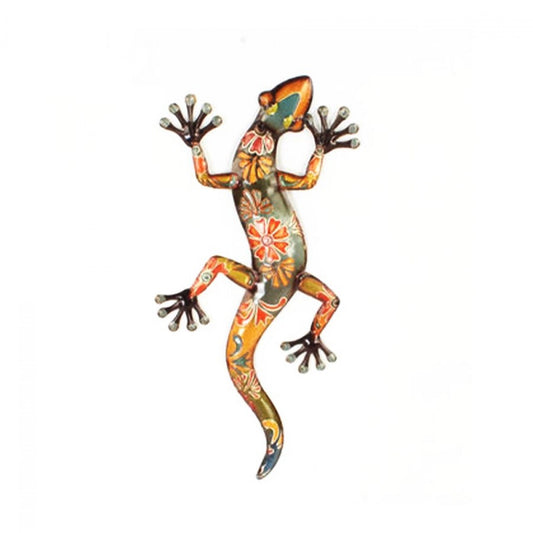 Patterned Metal Lizard Statue