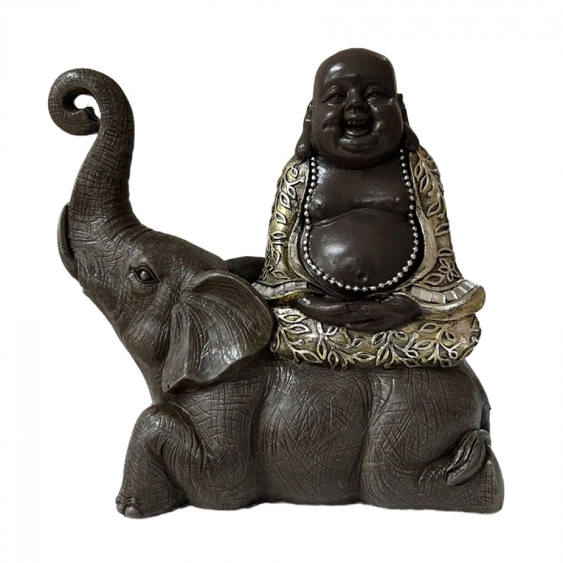 Happy Buddha sitting on Elephant Statue Statue  