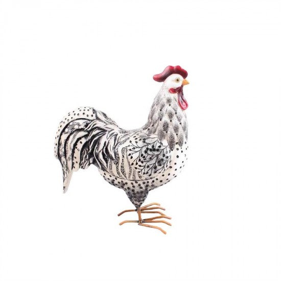 Patterned Rooster Statue