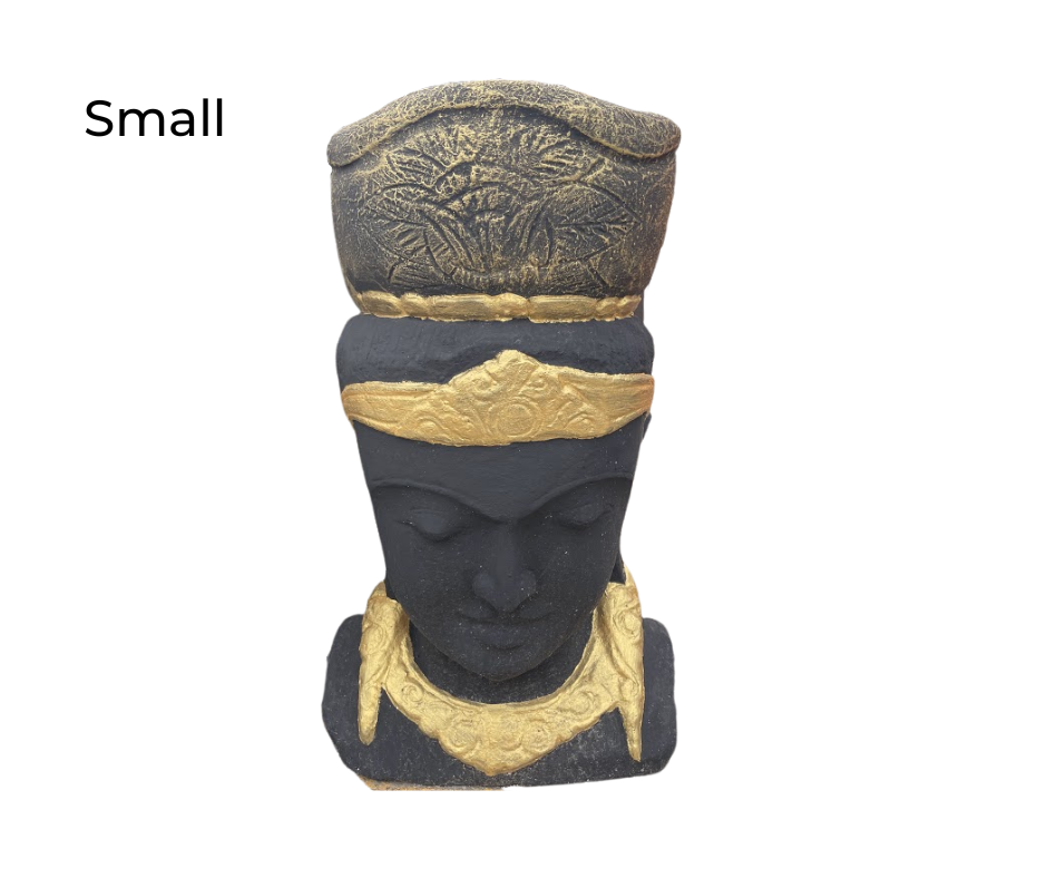 Head Laksmi Pot (60cm - 100cm) Black & Gold Statue Small (60cm) 