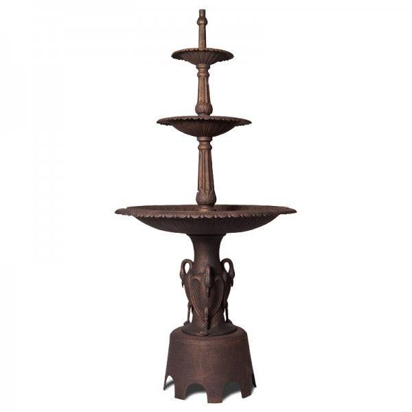 Three Tier Heron Fountain Water Feature No Pump Bronze
